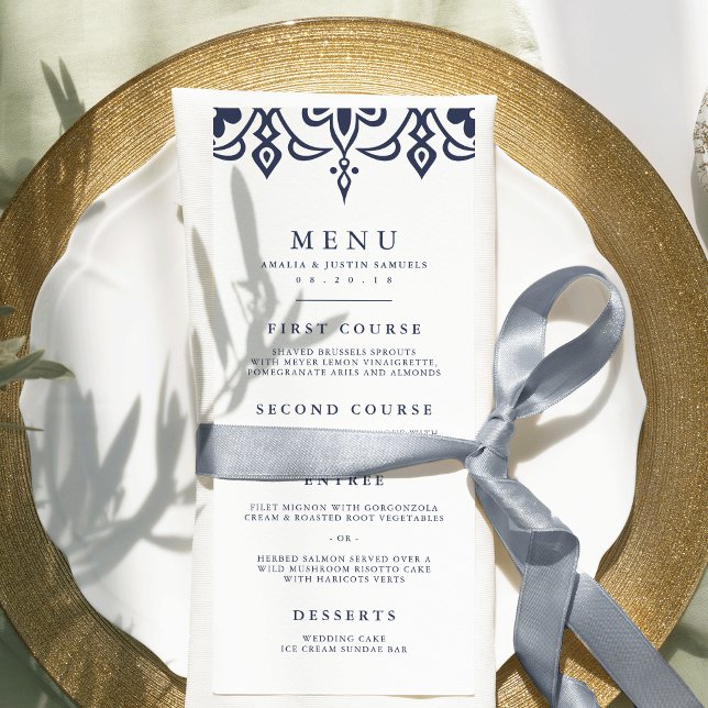Marrakesch Wedding Menu Card | Dunkelblau Menükarte (Von Creator hochgeladen)