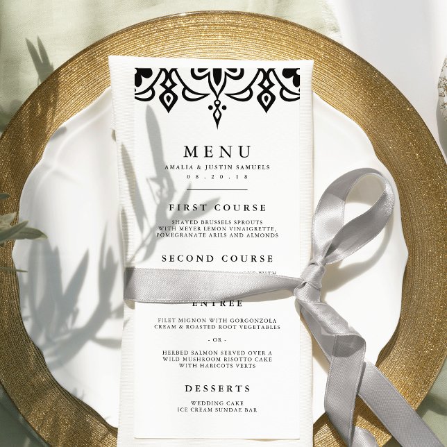 Marrakesch Wedding Menu Card | Schwarz Menükarte (Von Creator hochgeladen)