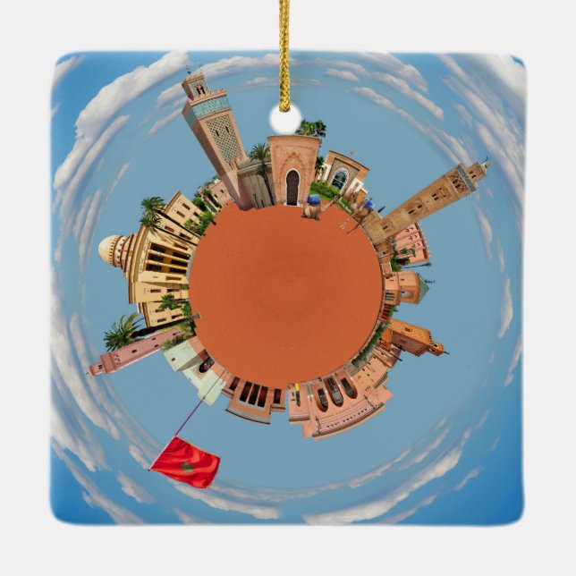 Marrakesch wenig Planetenmarokko-Reisetourismus Keramikornament (Rückseite)
