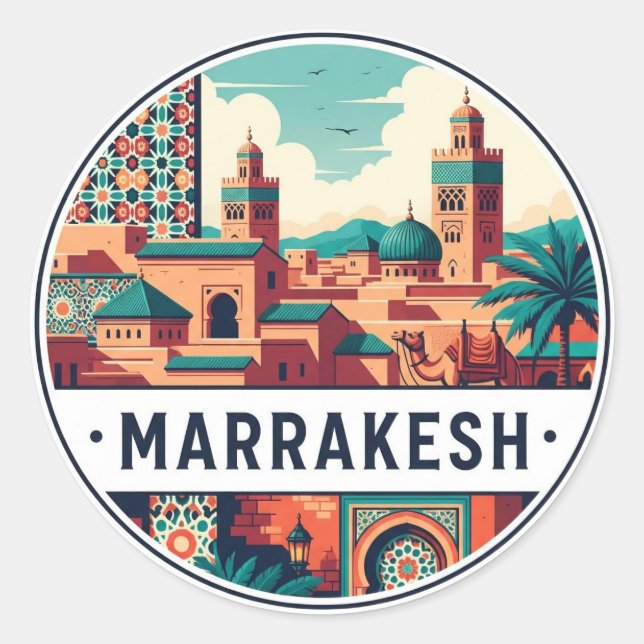 Marrakesh Morocco Travel Runder Aufkleber (Vorderseite)