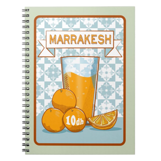 MARRAKESH Orange Juice Retro Poster Notizblock (Vorderseite)