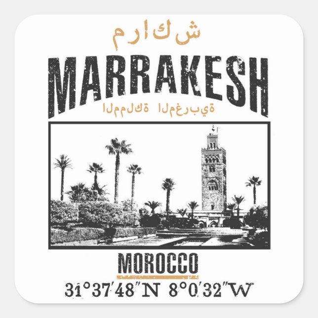 Marrakesh Quadratischer Aufkleber (Vorderseite)