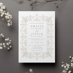 Marrakesh Wedding Invitation Linen Greige Einladung