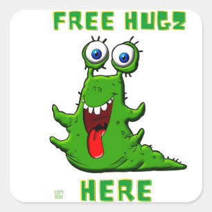 marrant autocollant carré "FREE HUGZ..."