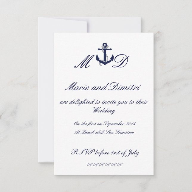 Marriage nautique invitation (Devant)