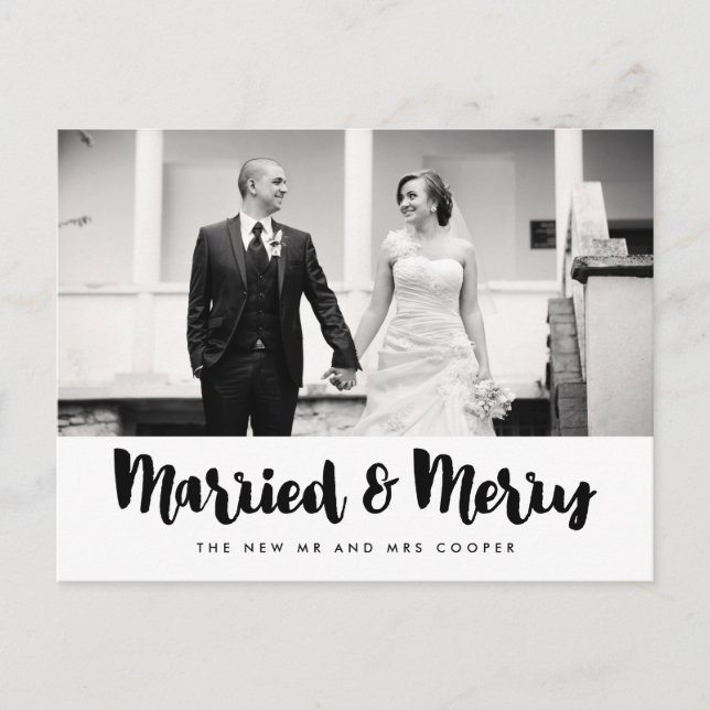 Married and Merry Christmas holiday photo Postkarte (Vorderseite)