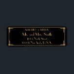 Married And Merry Christmas Return Address Labels<br><div class="desc">Black and gold orange Art Deco style Great Gatsby Married And Merry Christmas return address labels with changeable text</div>