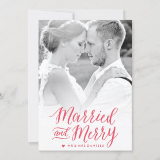 Married and Merry Red Holiday Photo Card Feiertagskarte