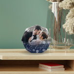 Married & Bright | Christmas Wedding Fotoblock<br><div class="desc">A beautiful custom keepsake for newlyweds adorned with snowflakes on a contrasting navy blue gradient. "Married & Bright" appears in elegant white script lettering. A unique keepsake for your first married Christmas.</div>