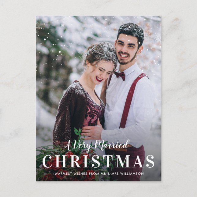 MARRIED CHRISTMAS | trendy script christmas  Postkarte (Vorderseite)