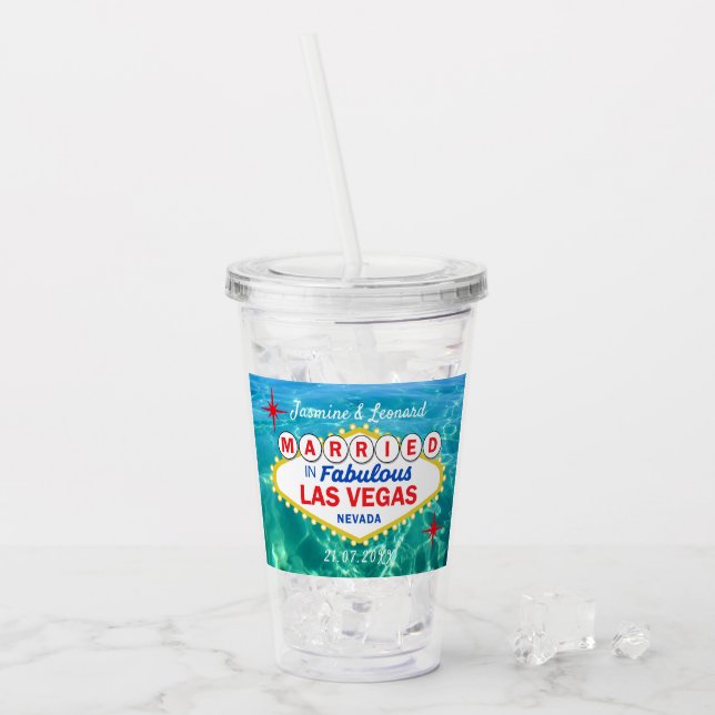 Married in Las Vegas Honeymoon Pool Party Acryltrinkbecher (Vorderseite Ice)