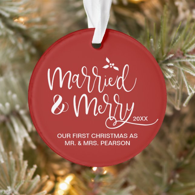 Married & Merry First Christmas double sided red (Arbre)