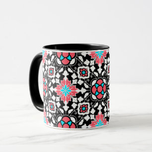 Marrokanischer Blumenstrauß, Schwarz, Weiß und K Tasse