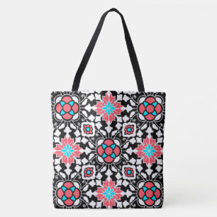 Marrokanischer Blumenstrauß, Schwarz, Weiß und Kor Tasche