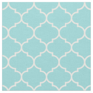 Marroko Quatrefoil Limpet Muschel Aqua & White Stoff