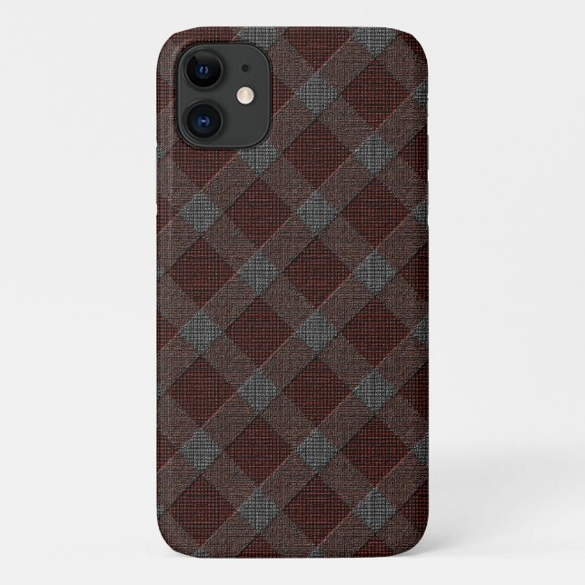 Marrom-Crostartan kariert mit leicht grauem Relief Case-Mate iPhone Hülle (Rückseite)