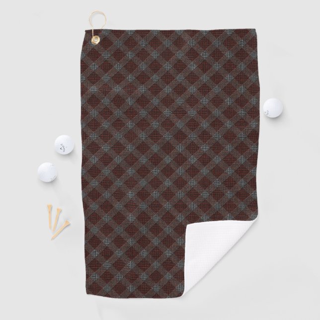 Marrom-Crostartan kariert mit leicht grauem Relief Golfhandtuch (Insitu)