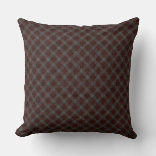 Marrom-Crostartan kariert mit leicht grauem Relief Kissen