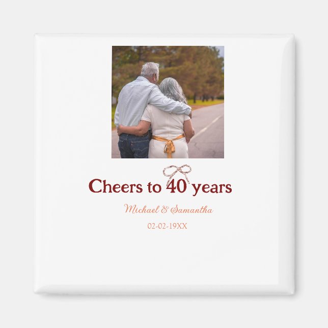 Marron Bogen jubelt zu 40-jähriger Hochzeit Magnet (Vorne)