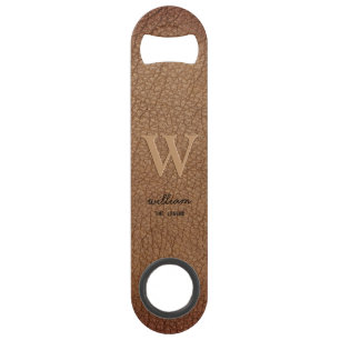 Marron cuir rustique Monogramme nom de style scrip