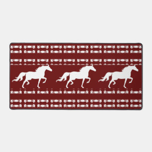 Marron et blanc motif géométrique et chevaux