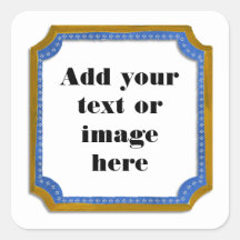 Marron et Bleu Cadre Autocollant Texte