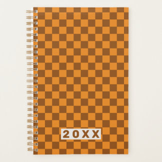 Marron Orange Damier Rétro 2026