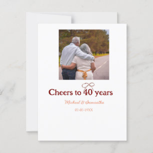 Marron-Schleife zum 40-jährigen Hochzeitsjubiläum  Postkarte