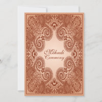 Marron, Tan Henna Mehndi Invitation de fête