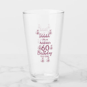 Marron white mauve shhh 60. Geburtstag Blumenname Glas