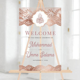 Marrose Goldspitze Muslimische Hochzeitsbegrüßung Acrylschild