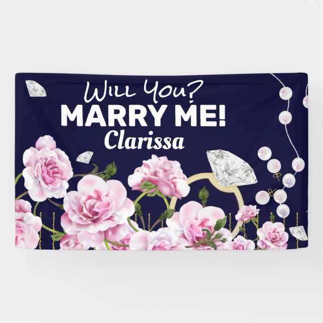 Marry Me Diamond Floral Banner (Horizontal)