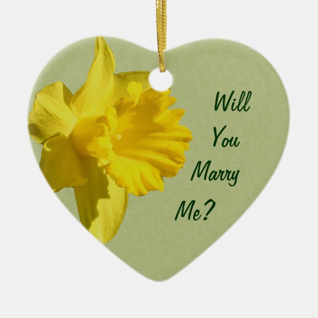 Marry Me Jaune Daffodique Fiançailles Ornement (Devant)