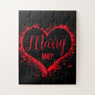 "MARRY ME?" Red Heart on Black Vorschlag