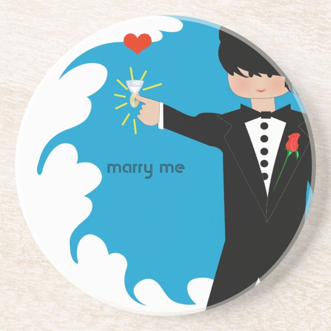 Marry Me Tuxedo Big Diamond Damask Edge Untersetze Sandstein Untersetzer (Vorne)