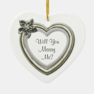 Marry Me White Keramik Verlobung Herzlich willkomm Ornament