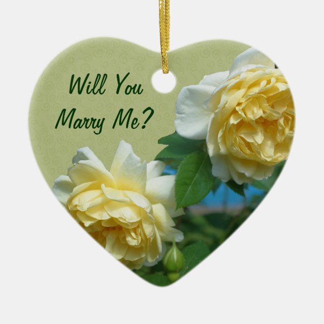 Marry Me Yellow Roses Fiançailles Ornement (Devant)