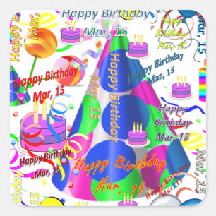 Mars, 15 Stickers Anniversaires de enfants