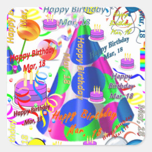Mars, 18 Stickers Anniversaires de enfants