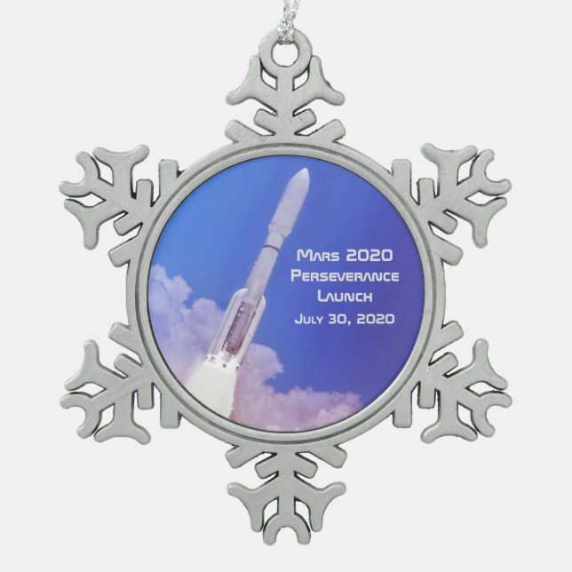 Mars 2020 Durchhaltebeginn Schneeflocken Zinn-Ornament (Vorderseite)
