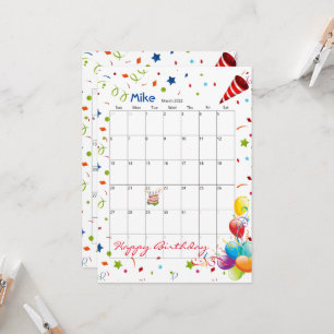 Mars 2022 Calendrier Bonne Invitation Anniversaire