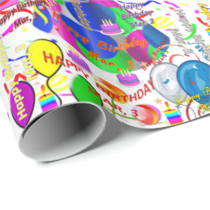 Mars, 3 Anniversaire Papier cadeau d'enveloppement