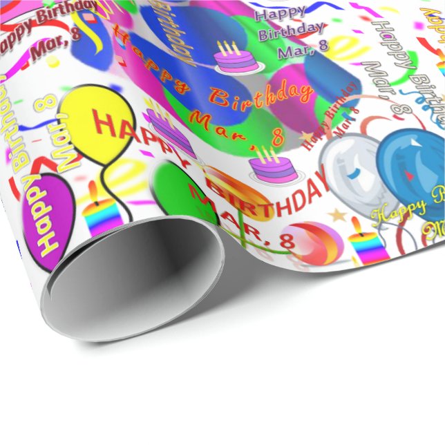 Mars, 8 Anniversaire Papier cadeau d'enveloppement (Coin rond)