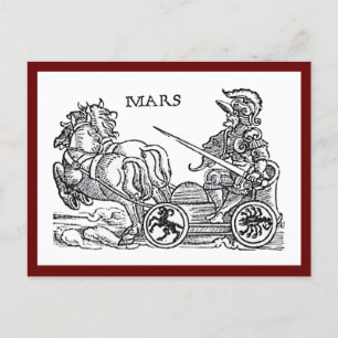 Mars Ares God of War Greco Roman Chariot Cartoon Postkarte