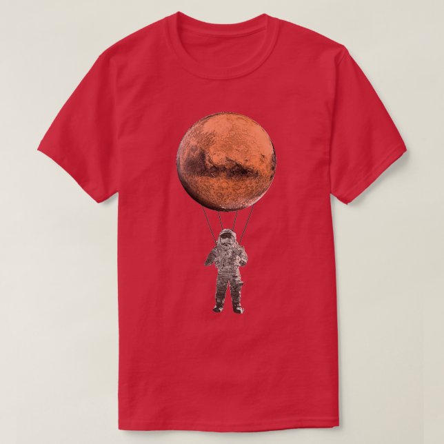 Mars Astronaut Parachuting Space Planet Paratroope T-Shirt (Design vorne)