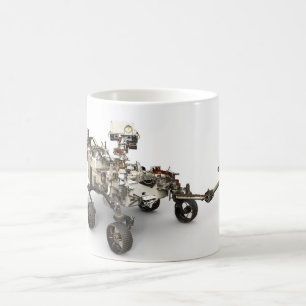 Mars durchhalten sich auf weißem Hintergrund. Kaffeetasse