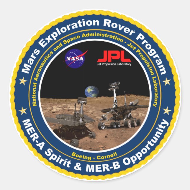 Mars Erkundungsrover: Geist und Chancen Runder Aufkleber (Vorderseite)