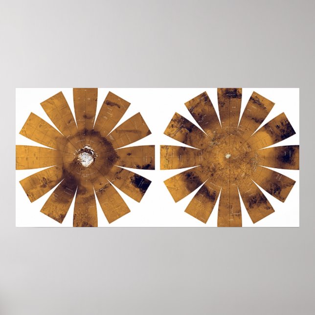 Mars - Hemisphäre-Karte Poster (Vorne)
