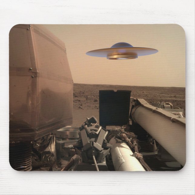 Mars InSight Alien UFO Saucer Begegnung Mousepad (Vorne)