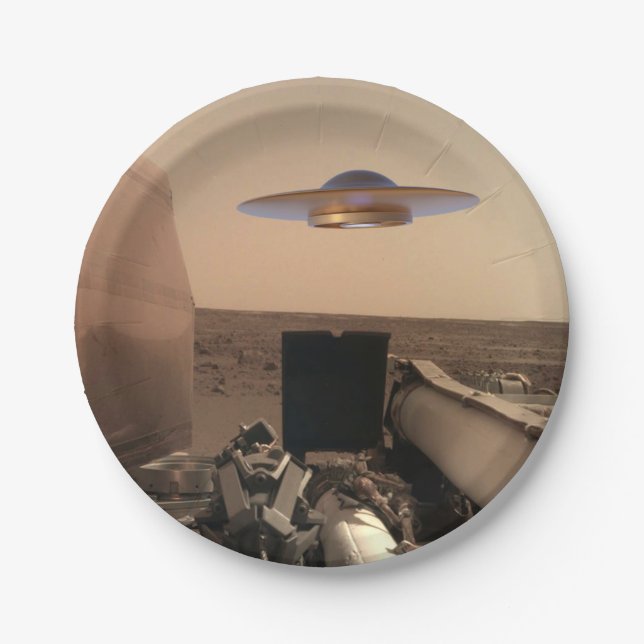 Mars InSight Alien UFO Saucer Begegnung Pappteller (Vorderseite)